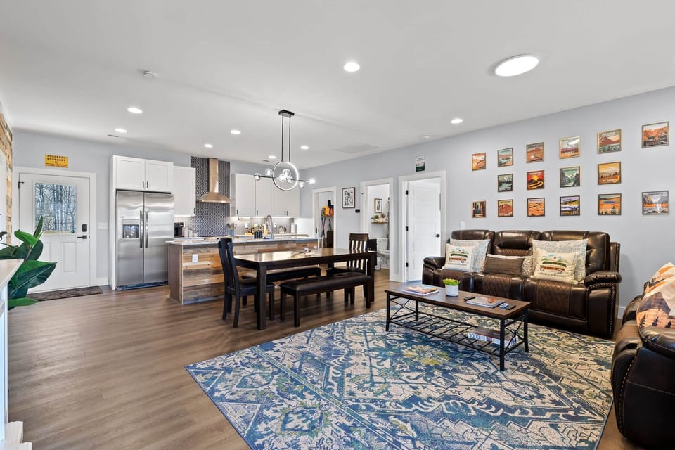 Open Concept National Parks Themed Living Room Dining Kitchen