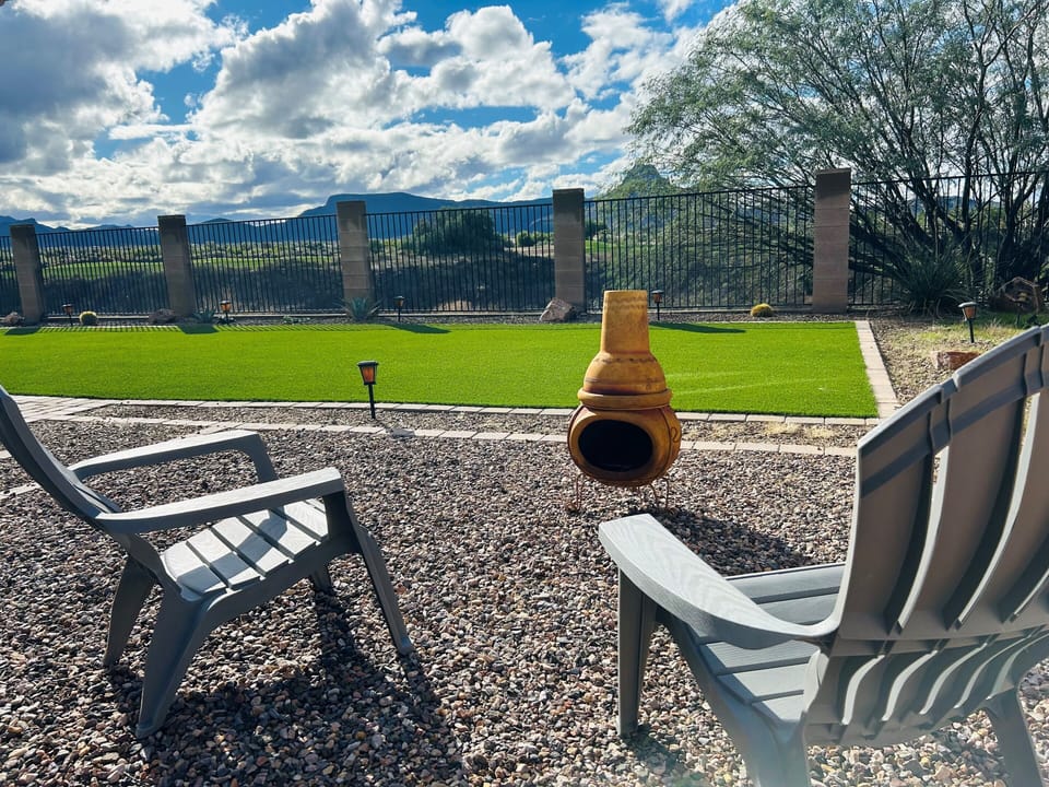 Outdoor seating with amazing sunset views