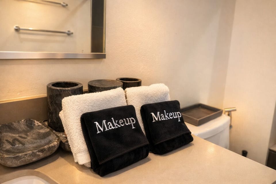 Makeup towels provided for your convenience.