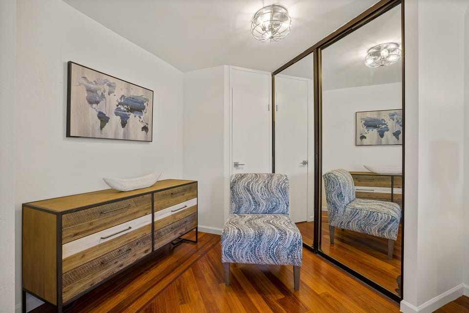 Ample space for your belongings with a large dresser and full-length mirrored closet doors. Unpack and make yourself at home!