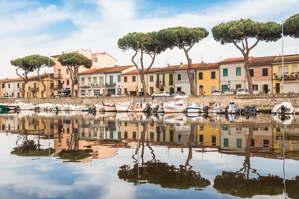 The small houses facing the harbor of Viareggio