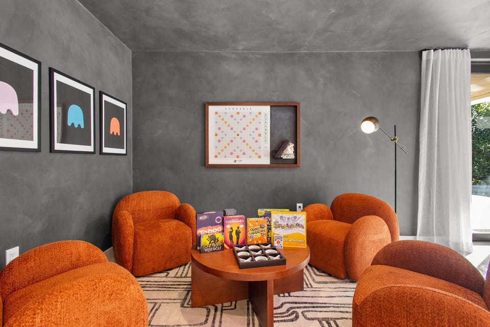 Custom Giant Scrabble and a full selection of board games for memorable nights in.