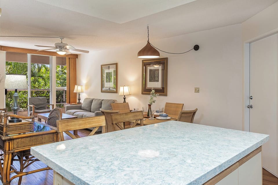 Open kitchen connects seamlessly with the living and dining areas