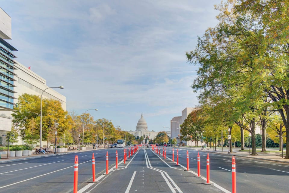 Located between the White House and the U.S. Capitol is a great photo op on Pennsylvania Avenue in the bike lane. Be sure to visit, but watch out for bikes and cars!