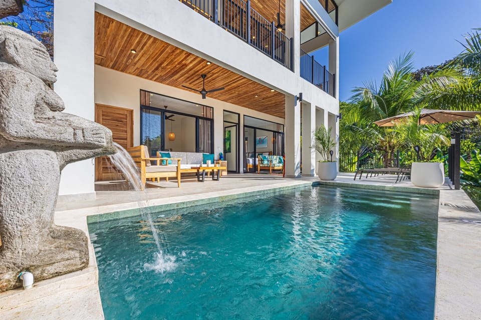 Refreshing swim surrounded by lush greenery