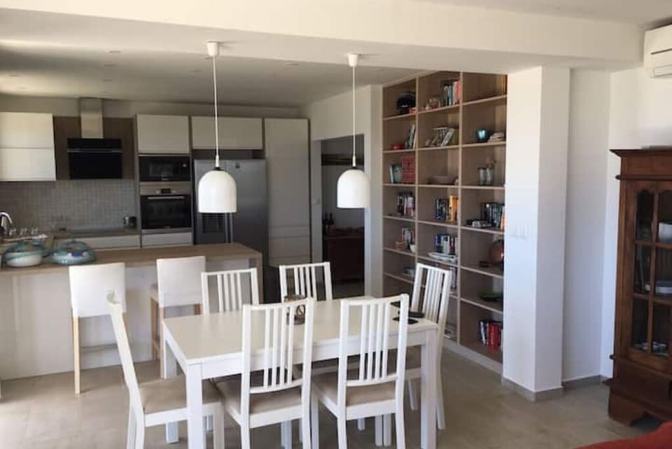 Kitchen and indoor dining area