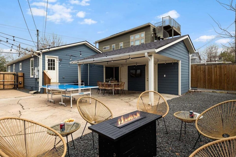 Fire Table and Outdoor Seating - Private Backyard