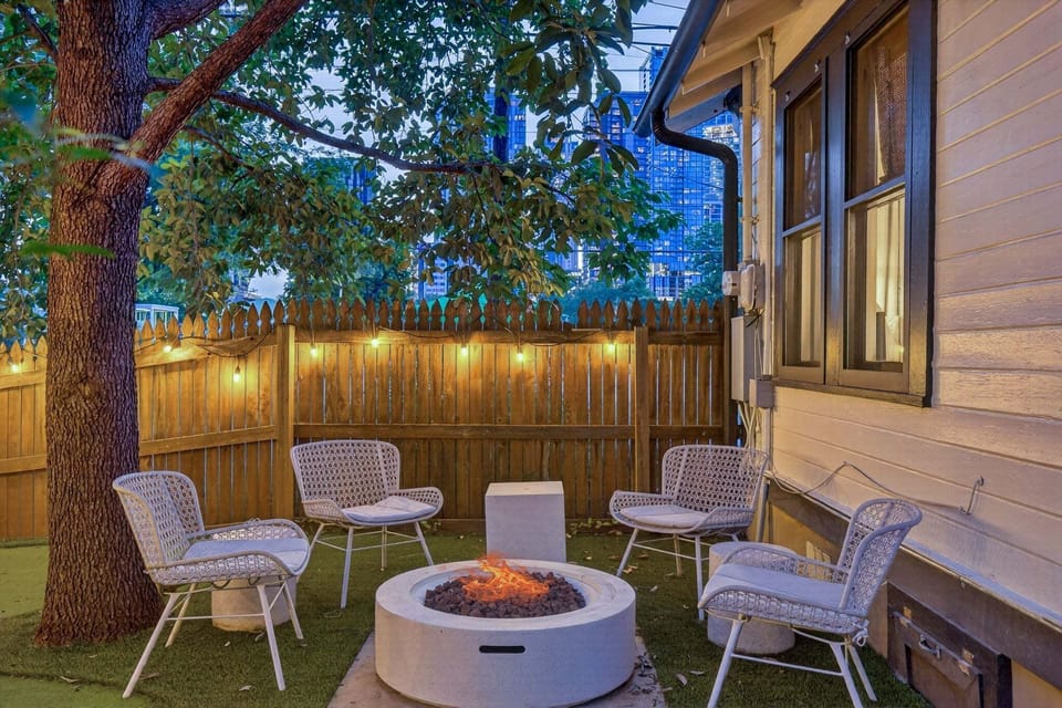 Fire Pit and String Lights for a Night Under the Stars!