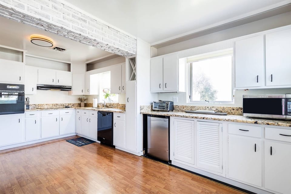 At the front of the house is the spacious kitchen.