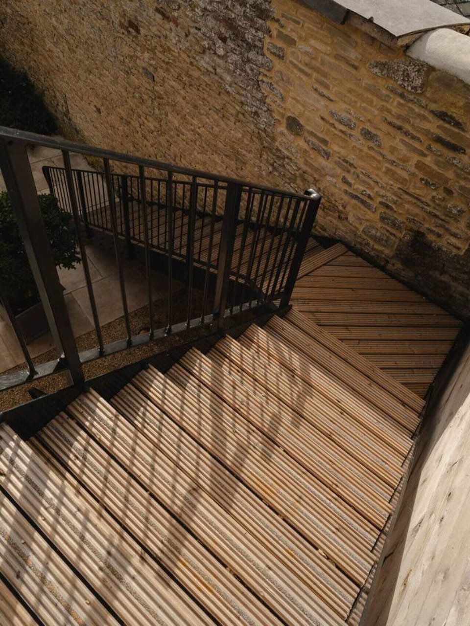 Staircase leading to the apartment within the historic Vaults building