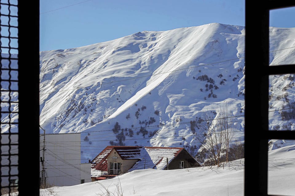 Incredible views of snowy Gudauri mountains