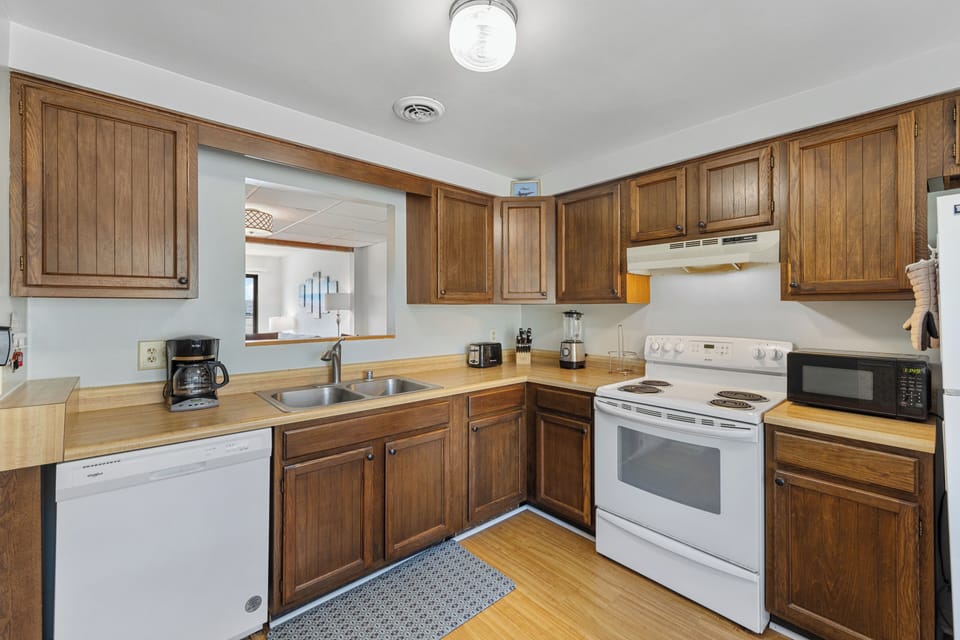 Fully stocked kitchen for a home cooked meal.