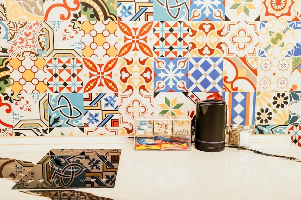 Cook a meal as vibrant and bold as your colorful kitchenette.