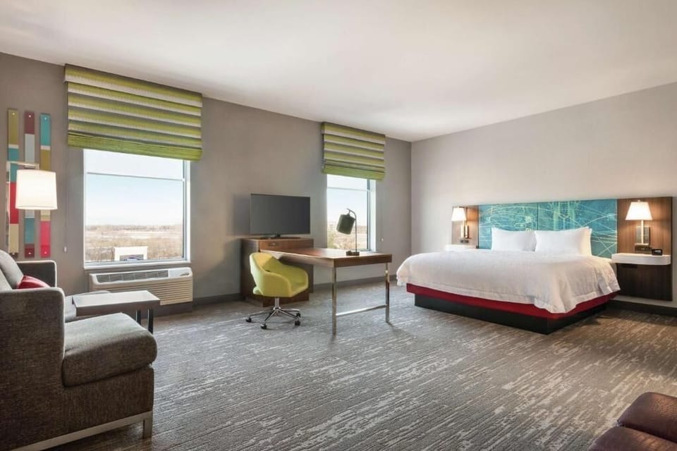 Sink into the crisp king bed in a spacious retreat.