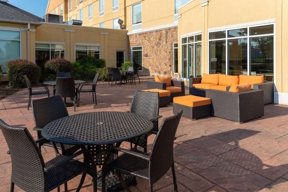 Gather outdoors for drinks and conversation on the spacious terrace.