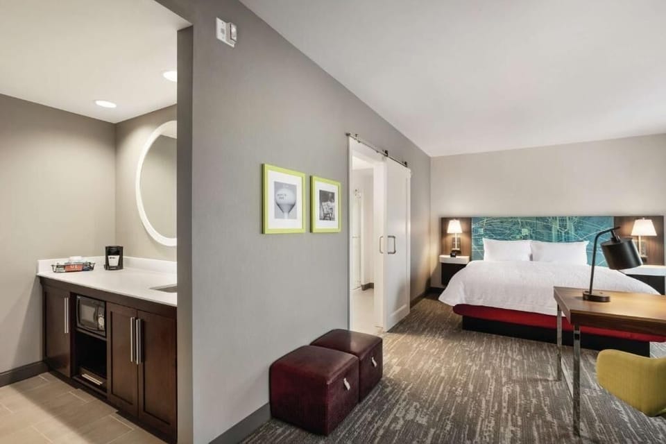Refresh and relax with an open layout and convenient in-room vanity.