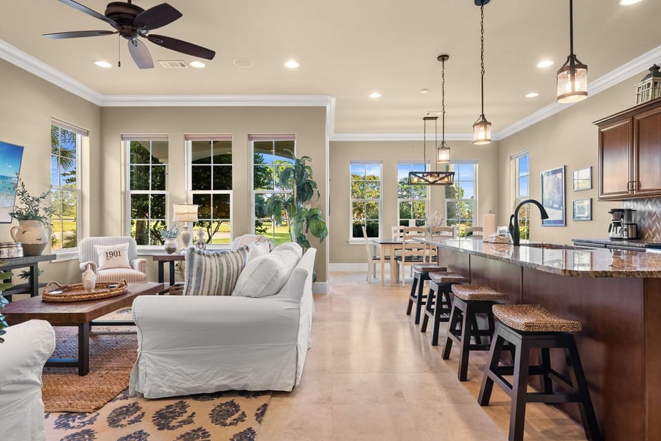 Open Concept Living, Kitchen and Dining Areas