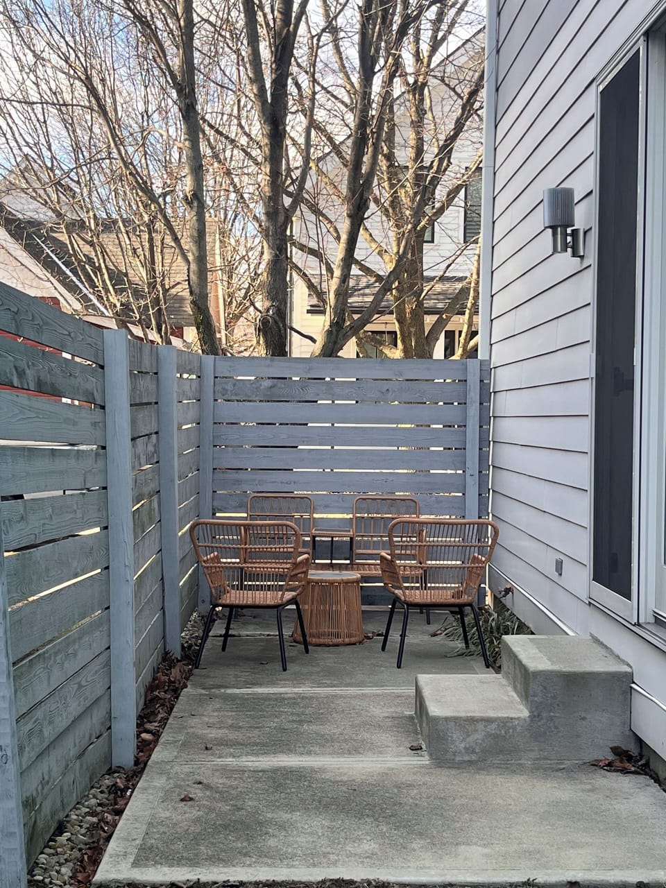 Enjoy coffee or a cocktail on the patio; fully furnished & fenced in for privacy