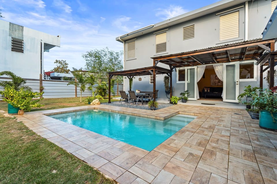 Private backyard pool for relaxing and sunny island days