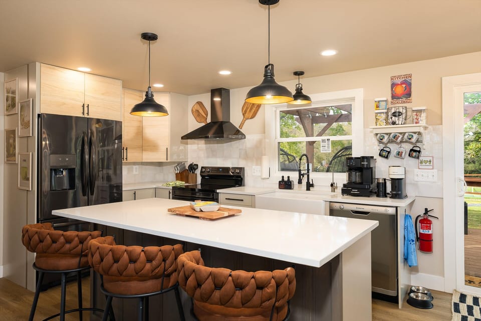 This bright and beautiful kitchen has all the appliances you'll need.