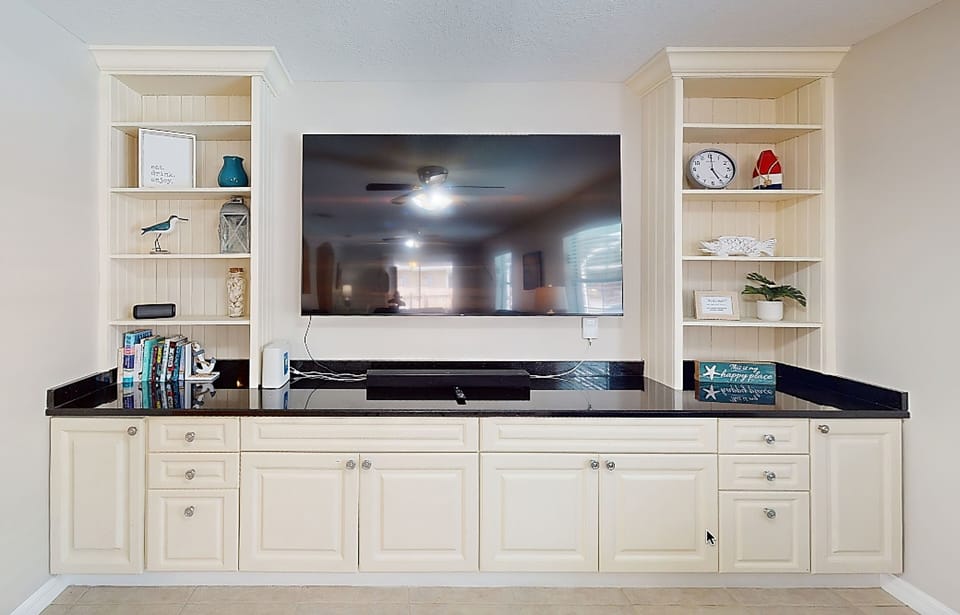 Living room entertainment center with flat screen TV