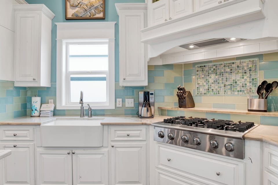 Stainless appliances and stone counters
