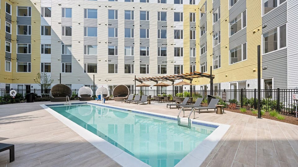 Take in stunning poolside scenery from the comfort of your space.
Luxury living with a view that inspires relaxation.