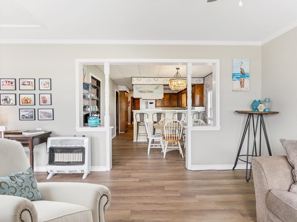 living room into dining room