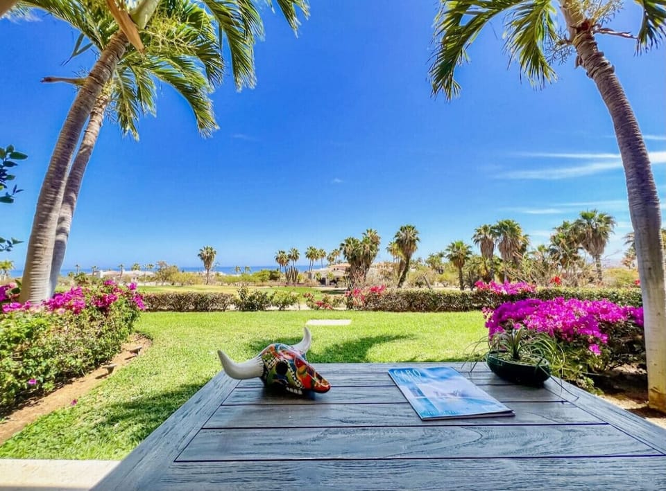 Tropical patio views! The perfect spot for morning coffee or afternoon drinks.