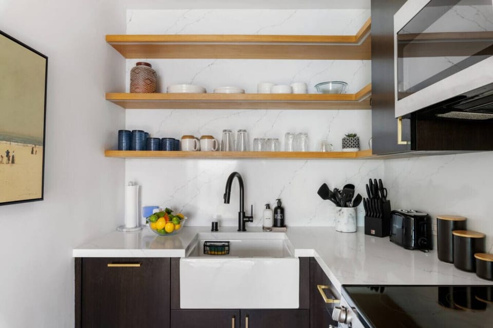 Fully stocked kitchen with all the essentials for your cooking needs.