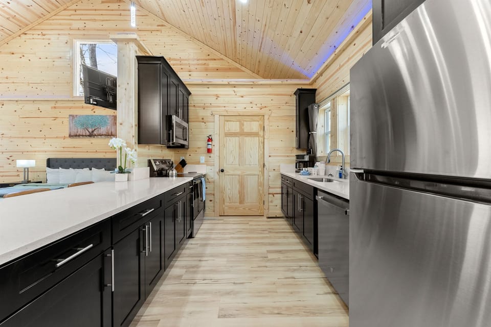 Kitchen with Full-Size Refrigerator