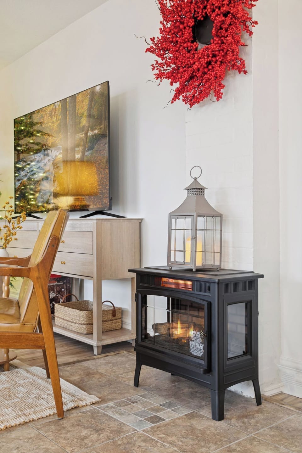 Relax with your whole group around the warm electric stove