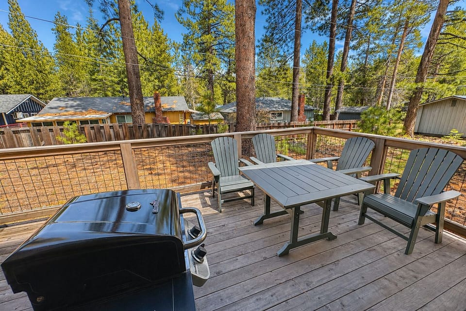 Enjoy BBQing and meals nestled in the pines