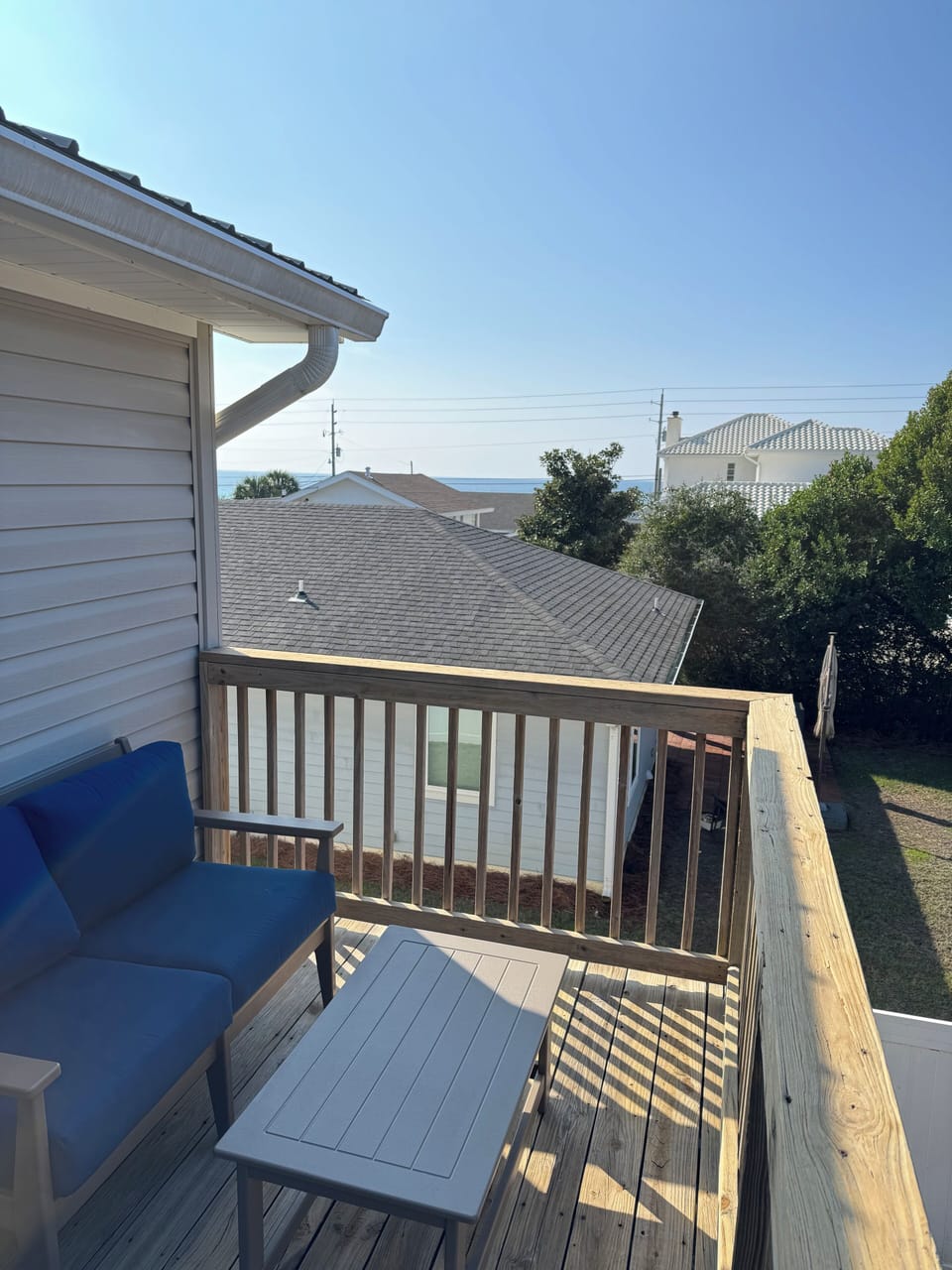 Upstairs back bedroom private balcony. Gulf views.  View 2.