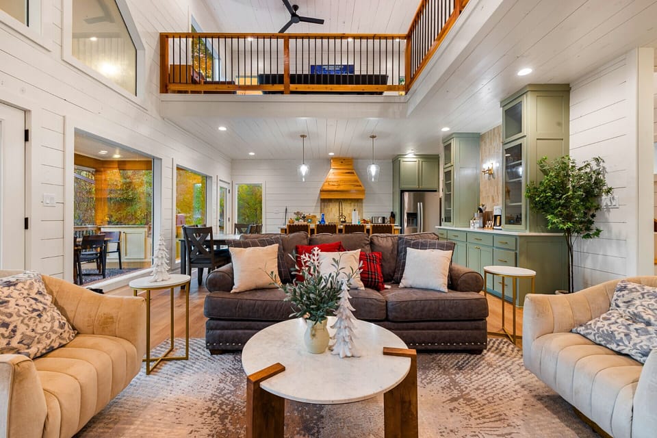 Kick back in the cozy living room with a Smart TV, comfy seating, and the perfect spot to unwind after a day at the lake.