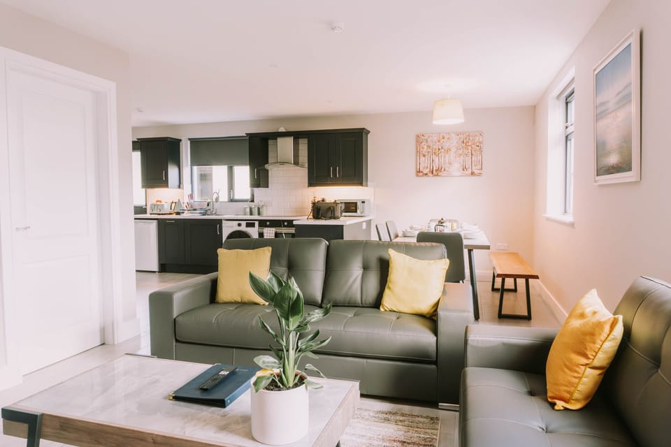 Spacious, open plan living room, dining room, kitchen