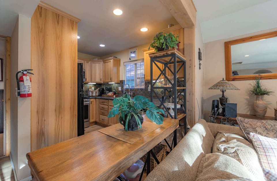 Open dining and kitchen area