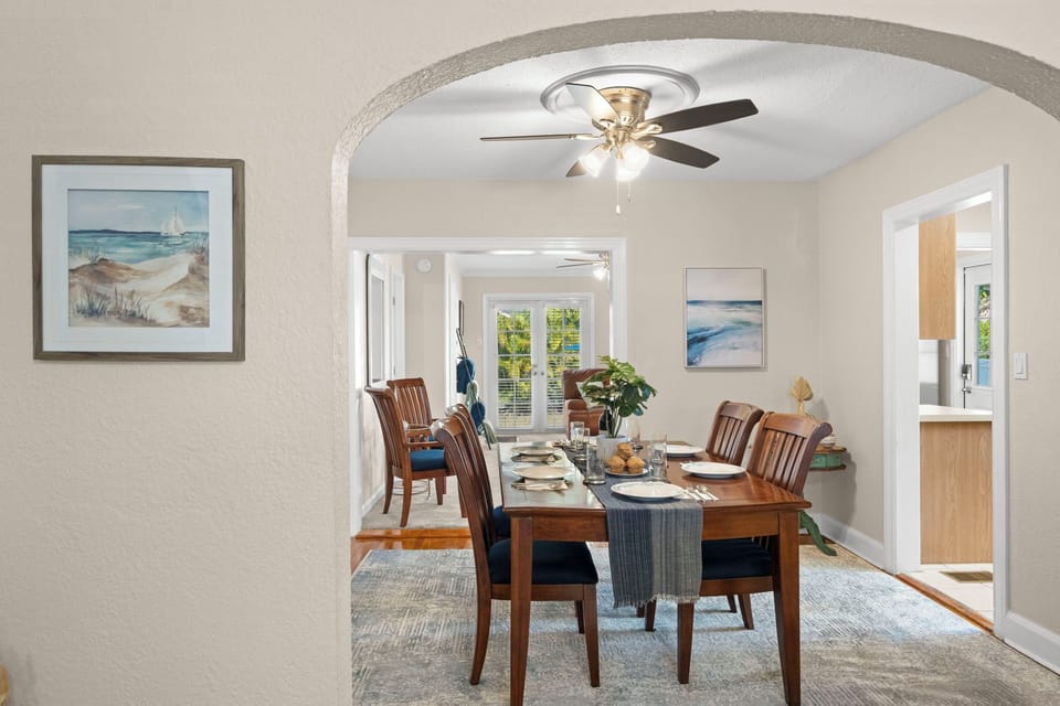 Gather for meals or game night- table seats 6 for easy group stay
