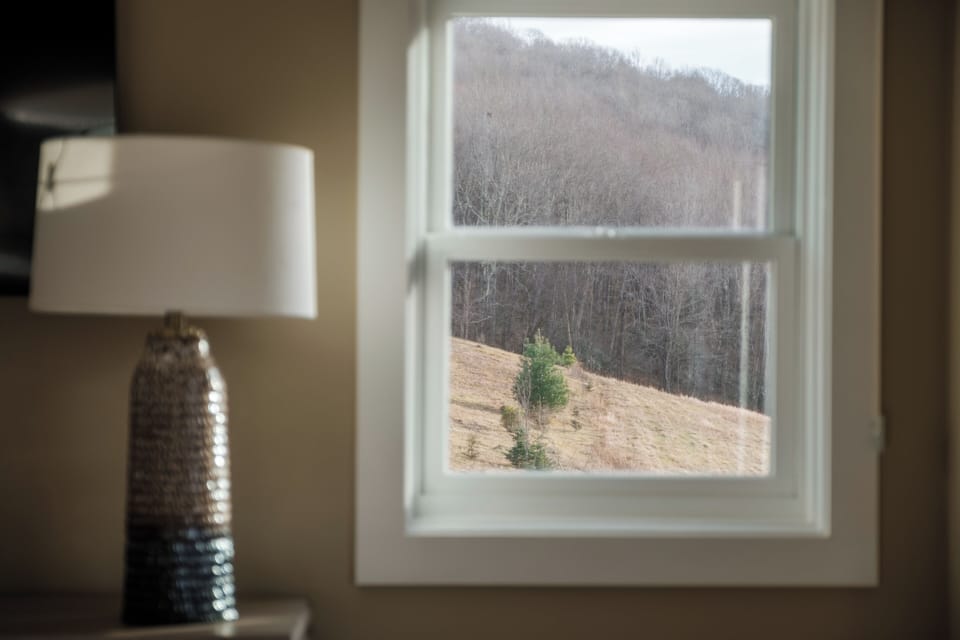 Wake up to peaceful wooded views from the downstairs suite. A quiet, relaxing setting for morning coffee or restful nights.