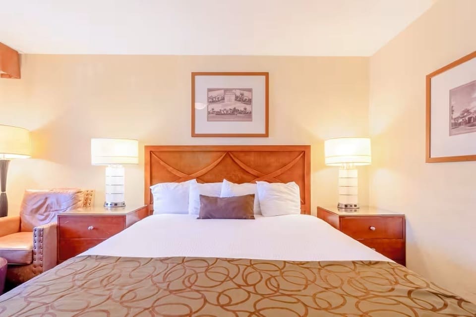Stretch out comfortably on a plush bed with extra pillows.