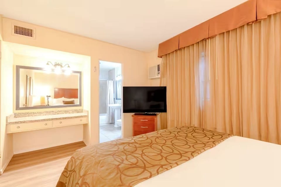Enjoy in-room entertainment and a convenient vanity for getting ready.