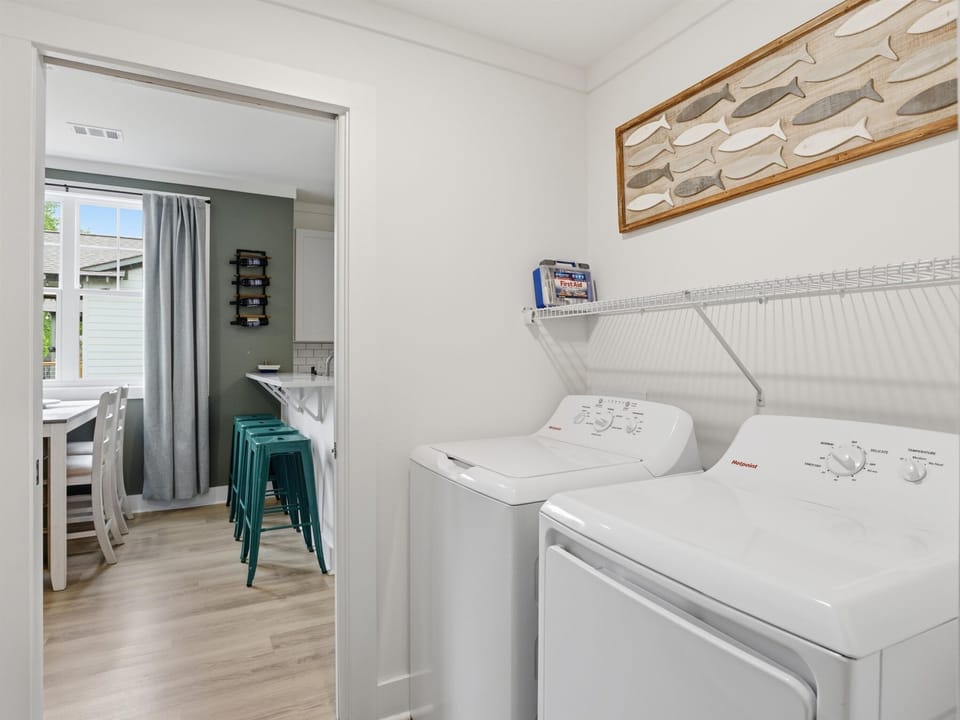 Full laundry room just off the living room and bunk room