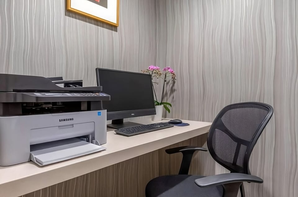 Stay productive with a quiet workstation and printing access.