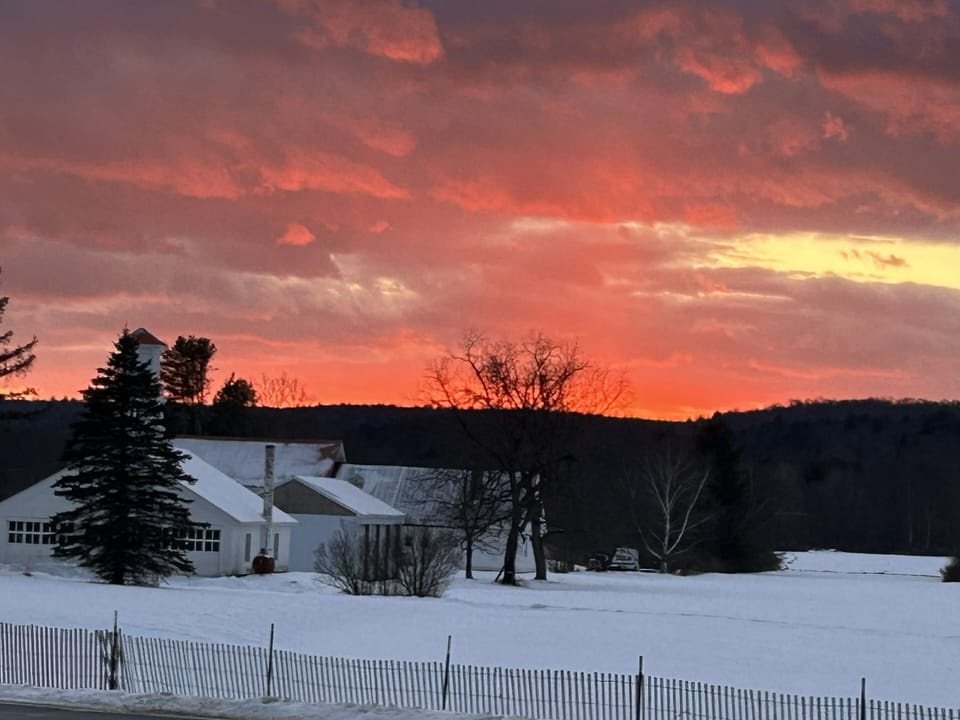 Winter sunset down the street.