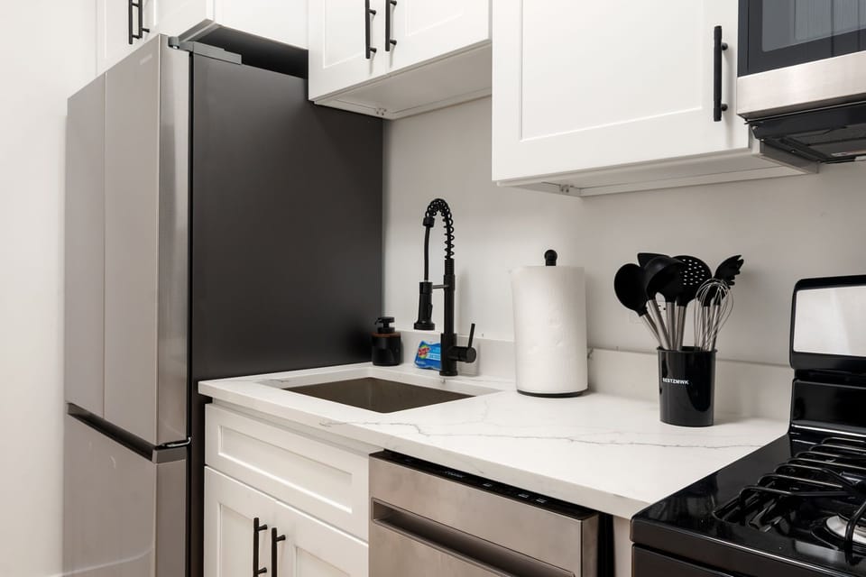 Bright kitchen workspace designed to keep things simple & organized.