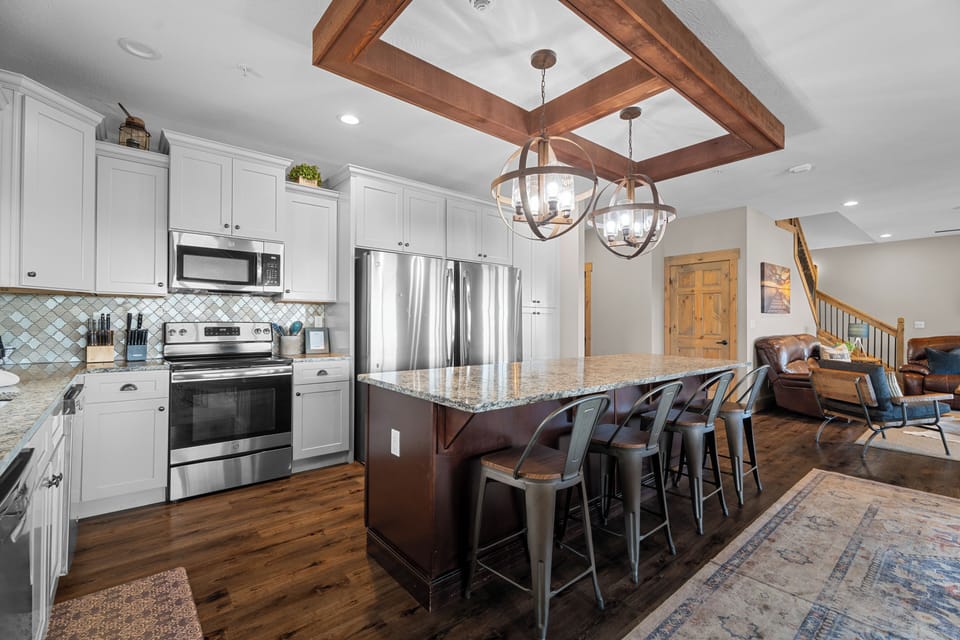 You'll love making meals in this kitchen with gorgeous lake views