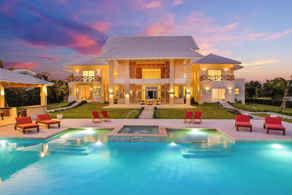 Oceanfront 6-bedroom villa in exclusive Cap Cana with endless Caribbean views.