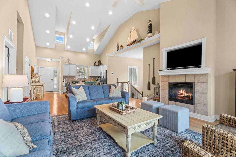 The living room is also open to the kitchen so everyone stays included!