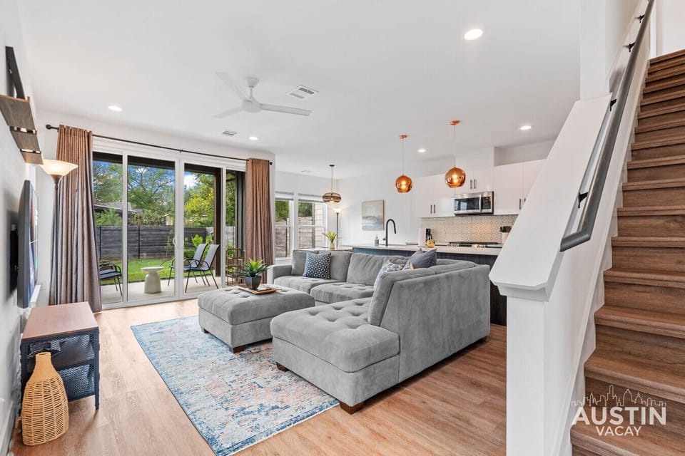 Your journey upstairs begins just past this comfy, sunlit view.