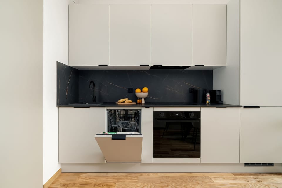 Modern furniture and high-quality household appliances.